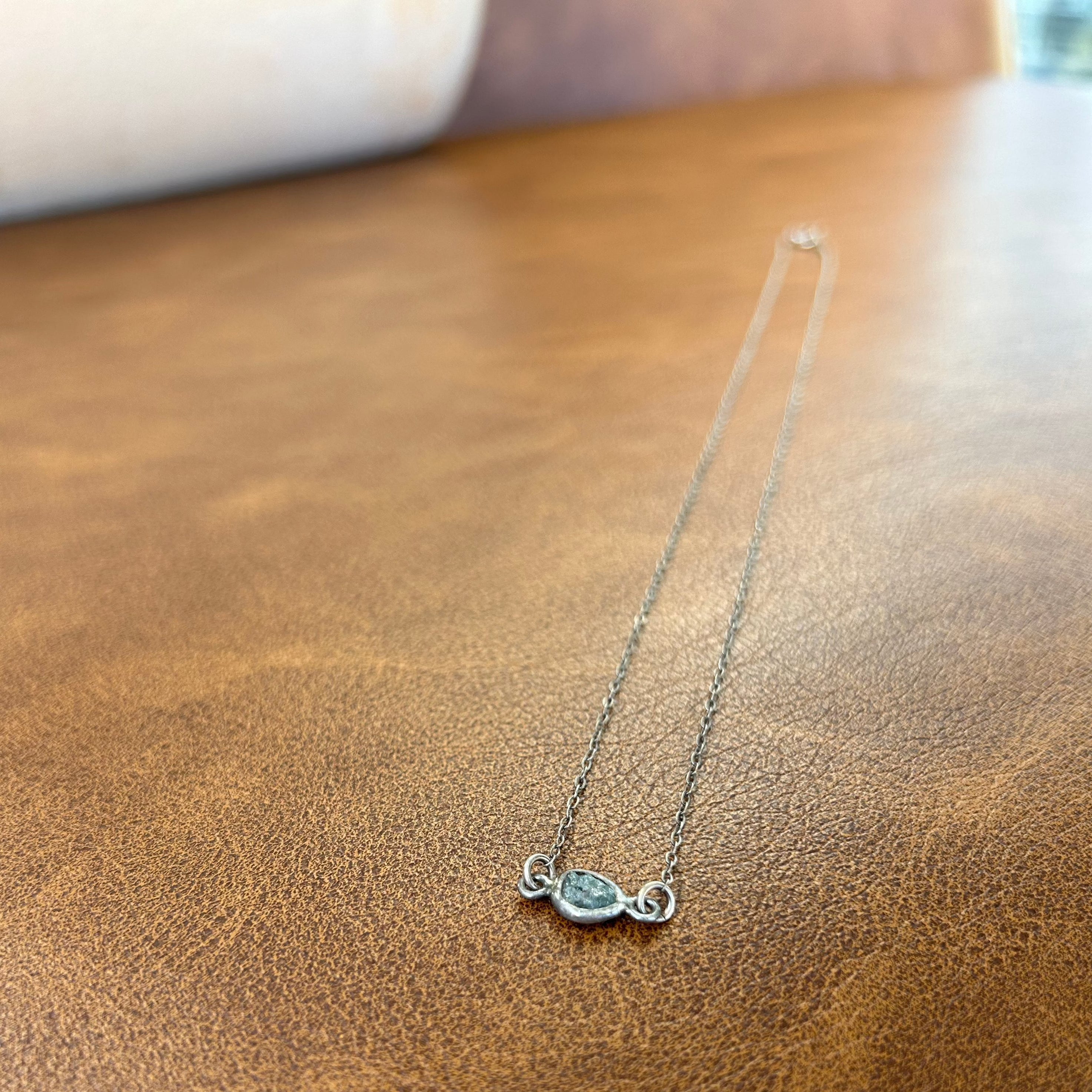 Raw Blue Diamond Necklace