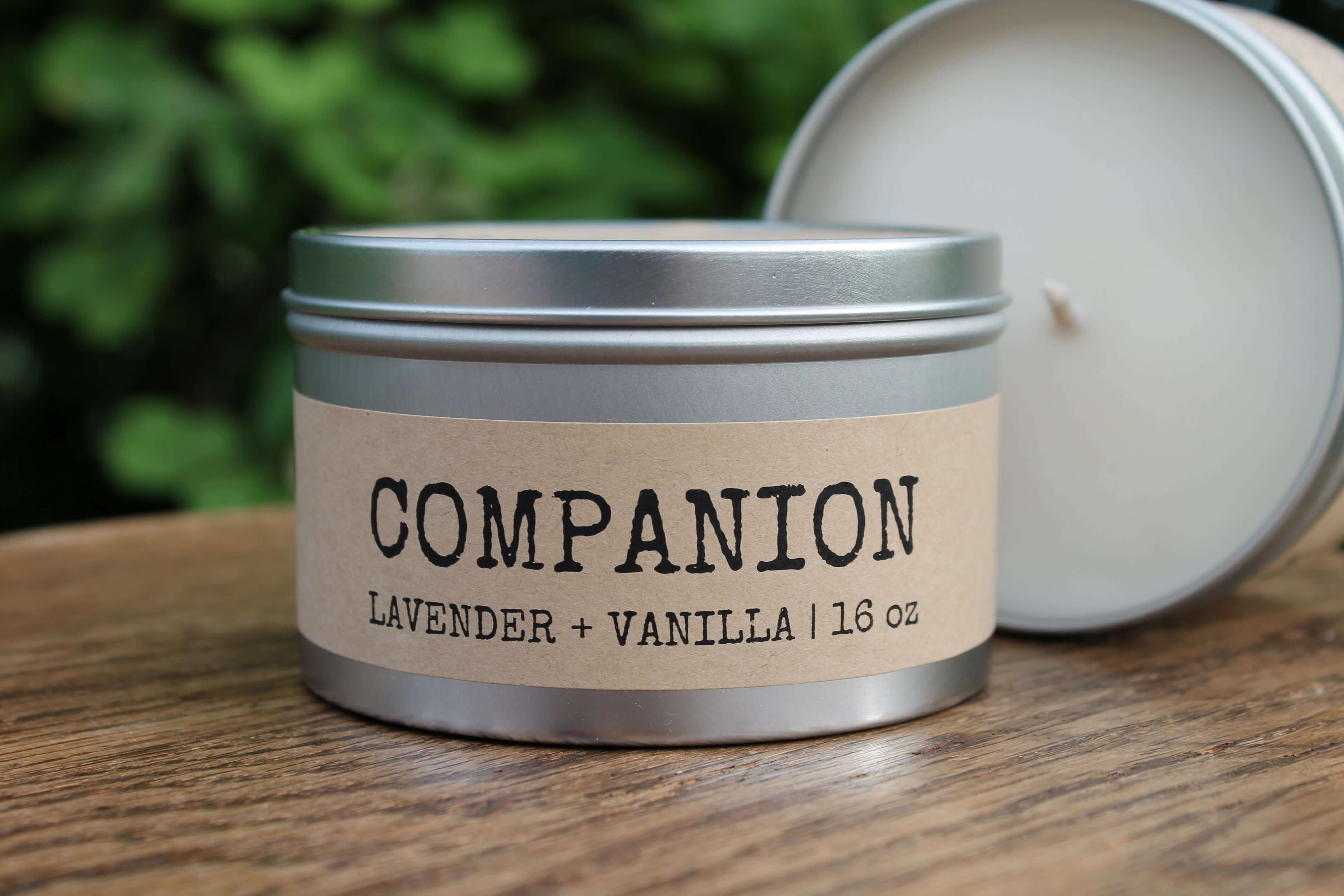 refillable soy candle, companies that donate to non-profits, companion soy candle, lavender soy candle, vanilla soy candle, companion 16 oz candle, long lasting candles, candles with a strong throw